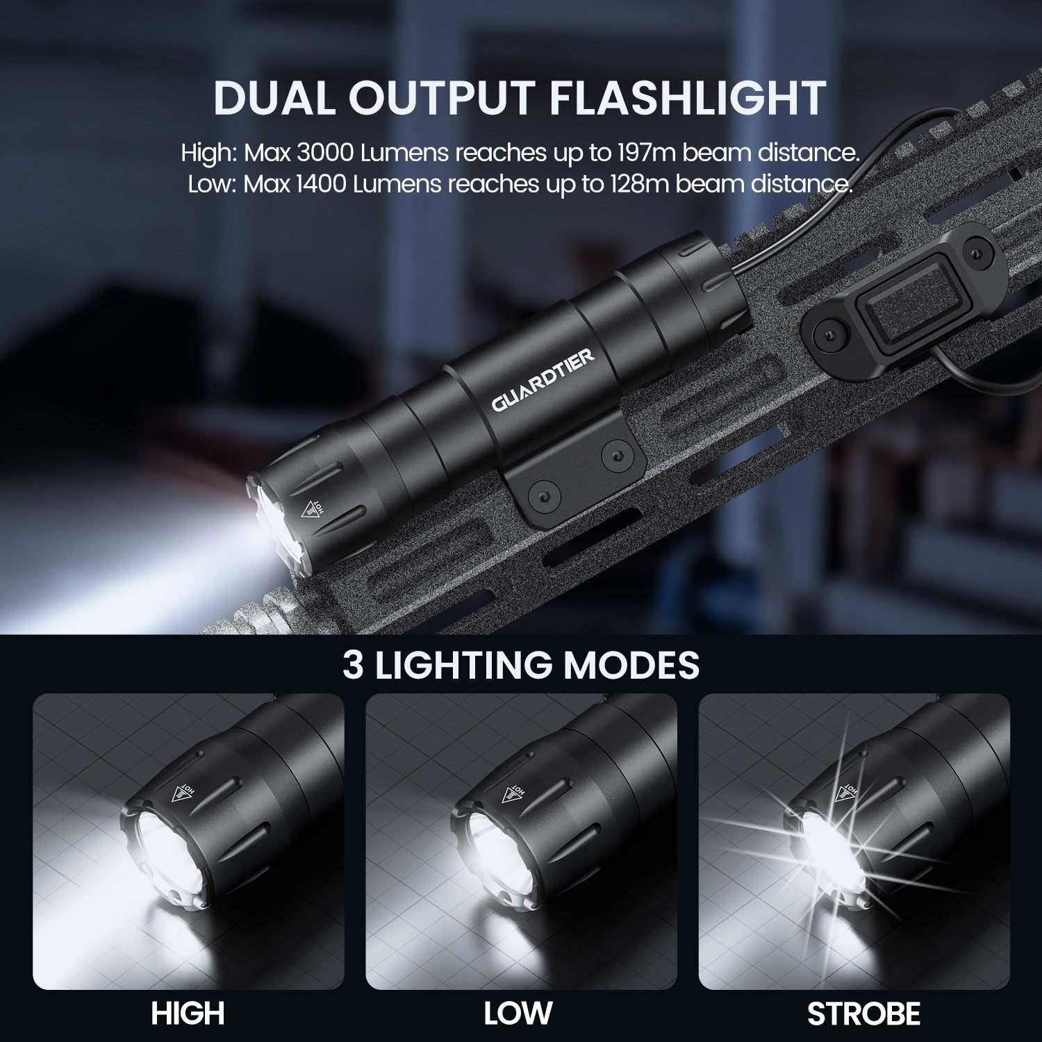 Guardtier M105 3000 Lumens Mlok Light with Pressure Switch
