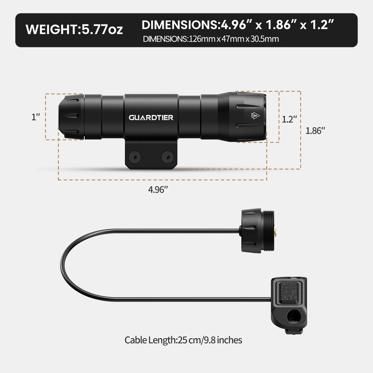 Guardtier M105 3000 Lumens Mlok Light with Pressure Switch