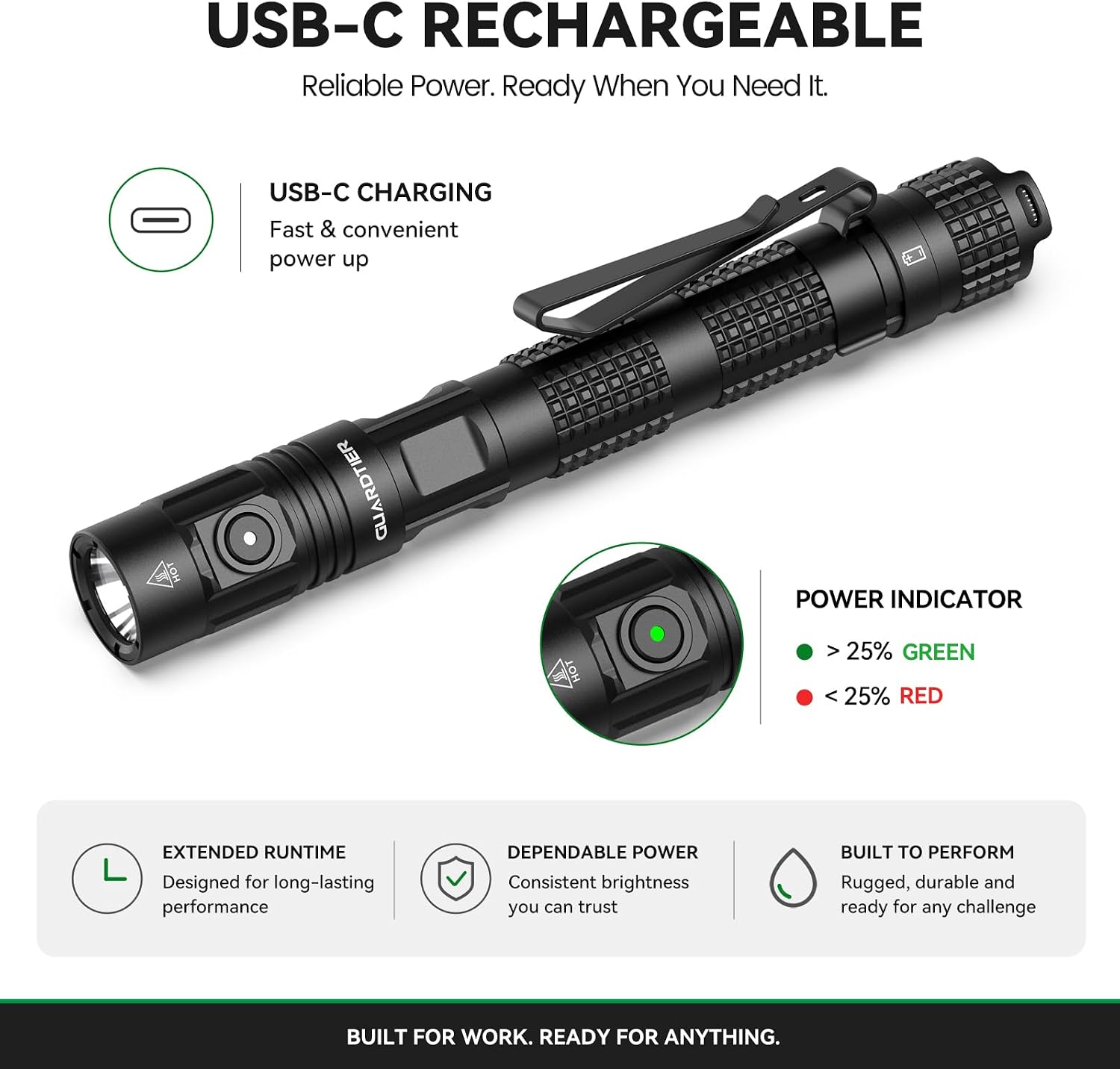 Guardtier ML70 Rechargeable Flashlight 1500 Lumens
